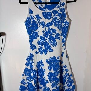Milly Blue And White Knit Floral Jacquard Fit & Flare
Dress Size P (0-2)
